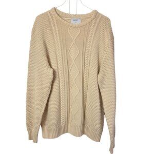Old Navy Cable Knit Sweater Womens XL Ivory Cotton Blend Fisherman Preppy